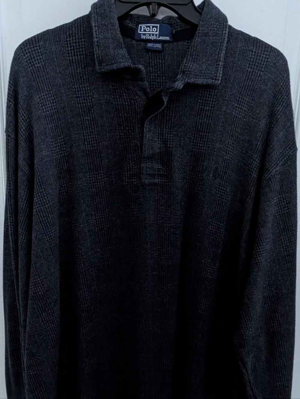 Ralph Lauren Long Sleeve Cotton Polo Shirt. Dark Slate Blue. Size XL